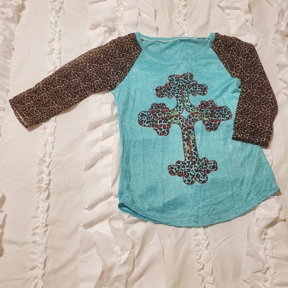 Boutique Tops - Leopard Cross Top